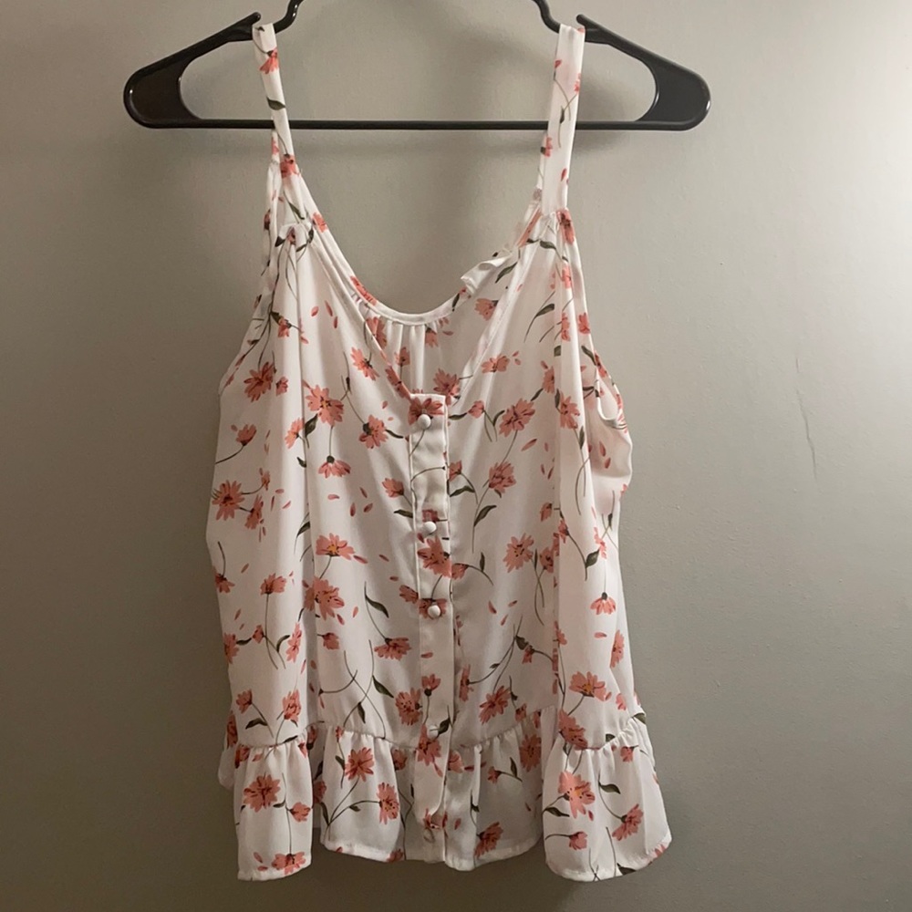Pink Floral Button Up Blouse
